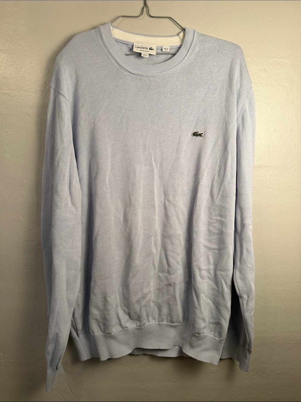 Lacoste Men's Pale Blue/purple Crewneck Sweatshirt X-Large 100% cotton